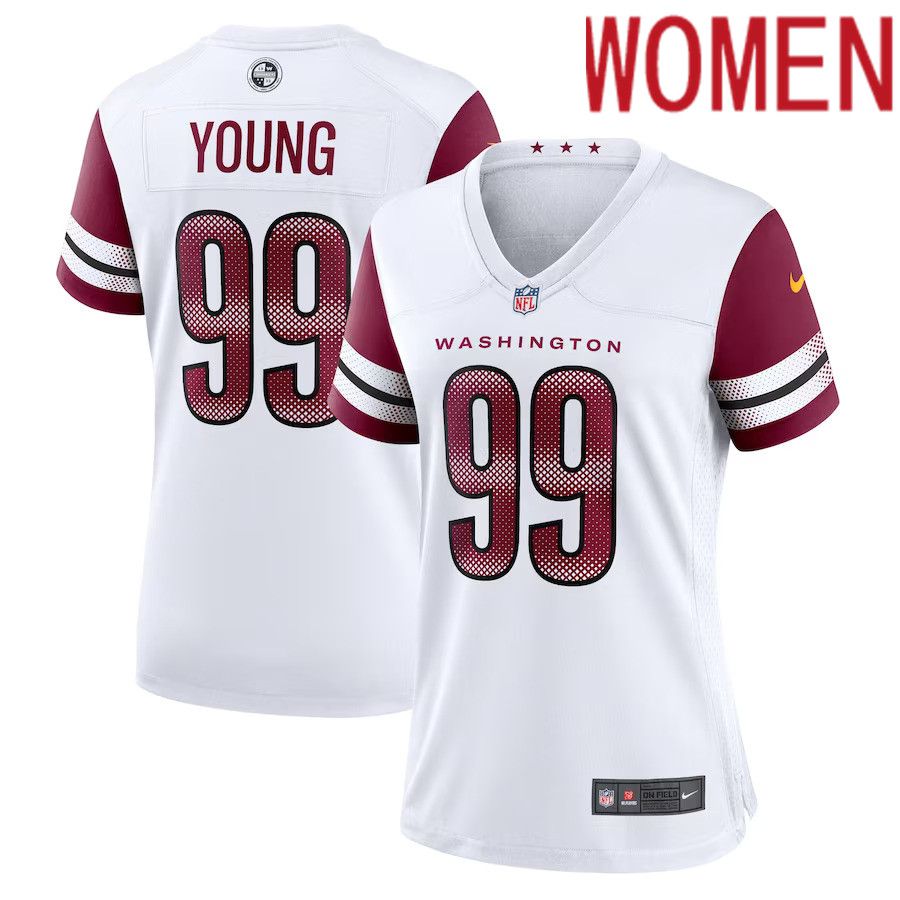 Women Washington Commanders #99 Chase Young Nike White Game NFL Jersey->women nfl jersey->Women Jersey